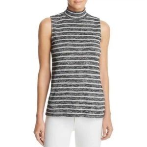 Rag & Bone Mock Neck Striped Sleeveless Top Gray Sz S